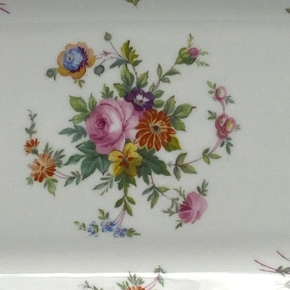 Minton Marlow Sandwich Serving Tray Plate Roses‎ Wreath Backstamp